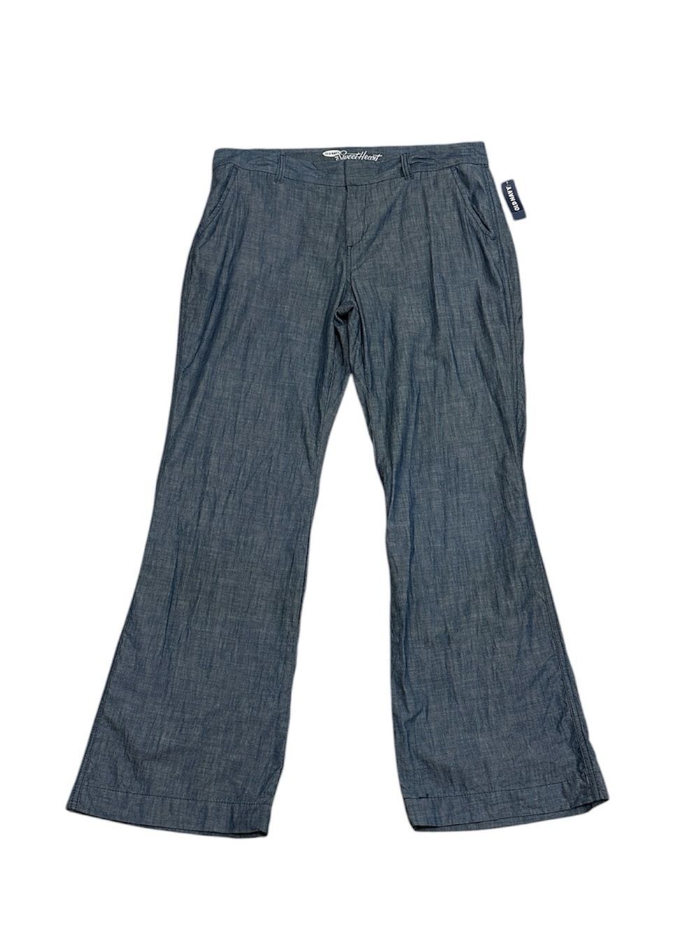 Old Navy Sweetheart Chambray Pant NEW Mid Rise Straight Leg 100% Cotton Size 14